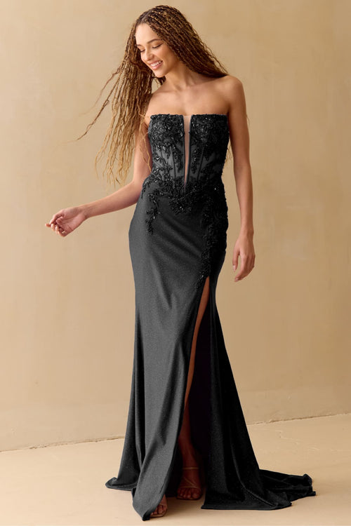 Long Prom Dress Sweetheart Side Slit Gala Gown By Amelia Couture 8040
