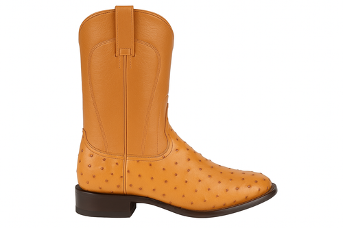 Los Altos Boots Men's Ostrich Roper Western Boots Honey