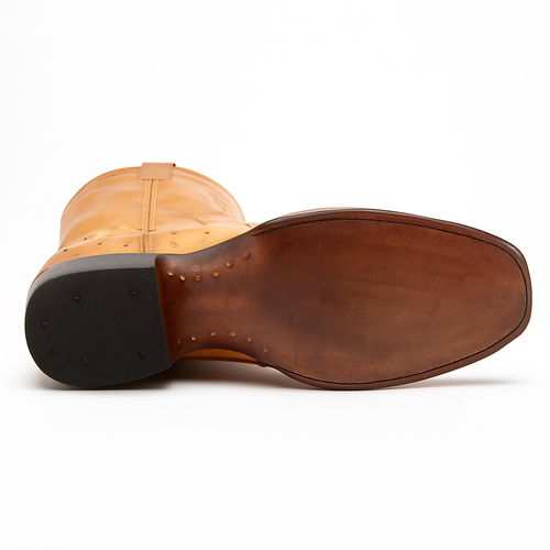 Los Altos Boots Men's Ostrich Roper Western Boots Honey