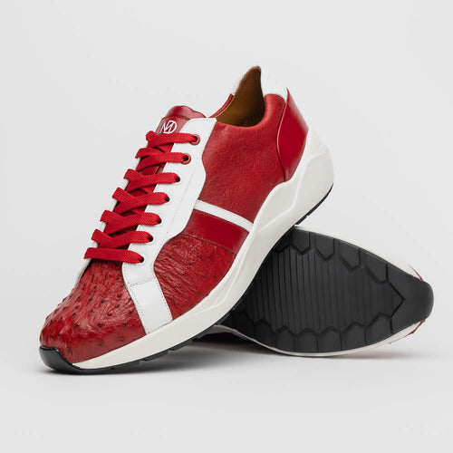Marco Di Milano Lyon II Ostrich Quill & Calfskin Sneakers