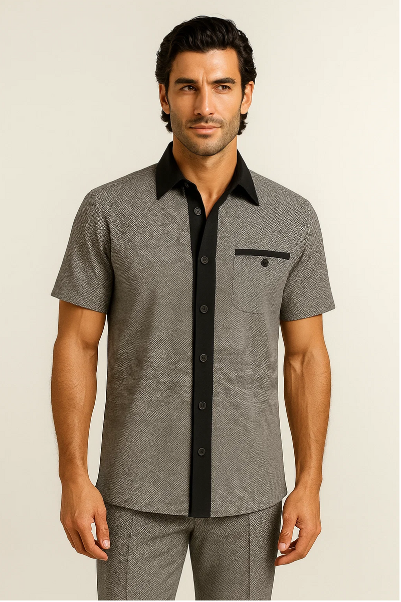 Men’s Houndstooth Walking Suit by Dreams by Zacchi – 2 Piece Lei sure Set in black/white- $99