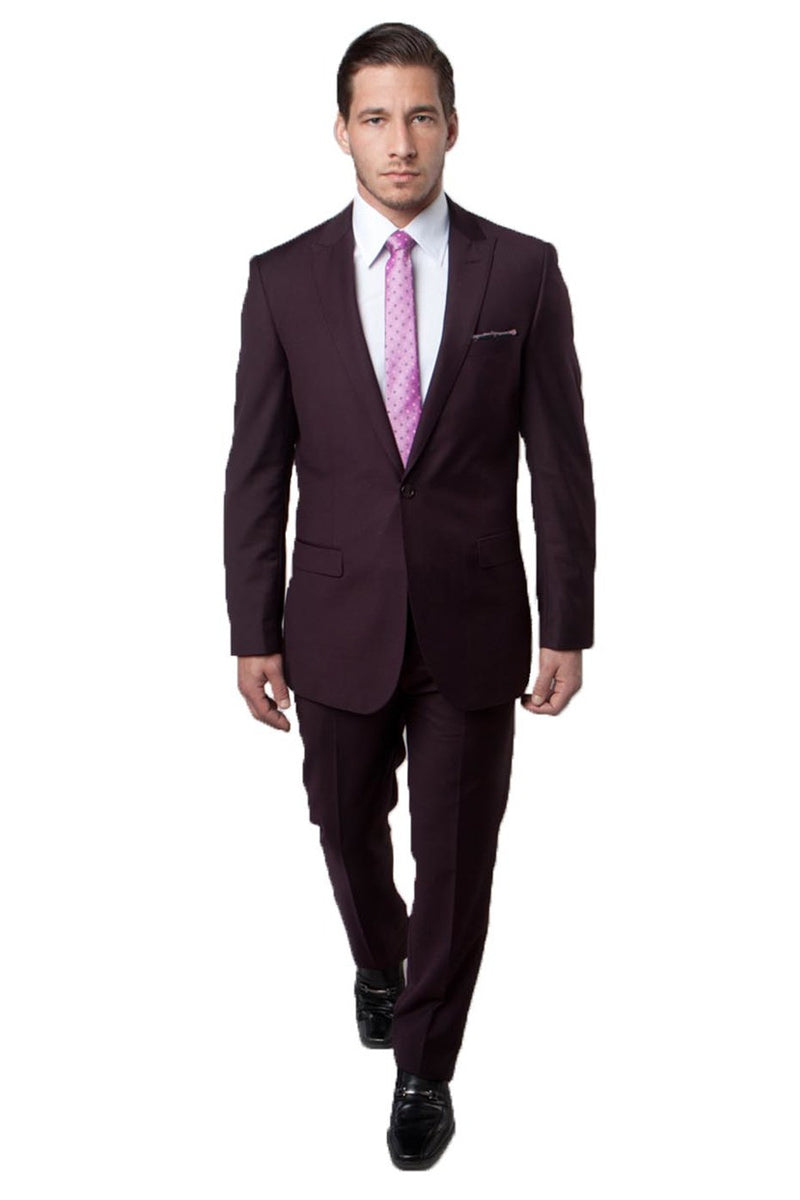 Men's Slim Fit Eggplant Suit from Tazio Suits