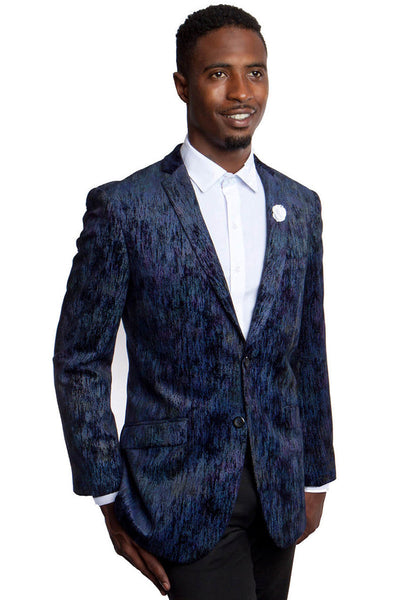 Men's Slim Fit Tie Dye Gradient Sports Coat in Blue