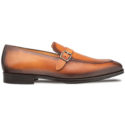 Mezlan Salato Leather / Rubber Strap Loafer Dark Cognac (20965)