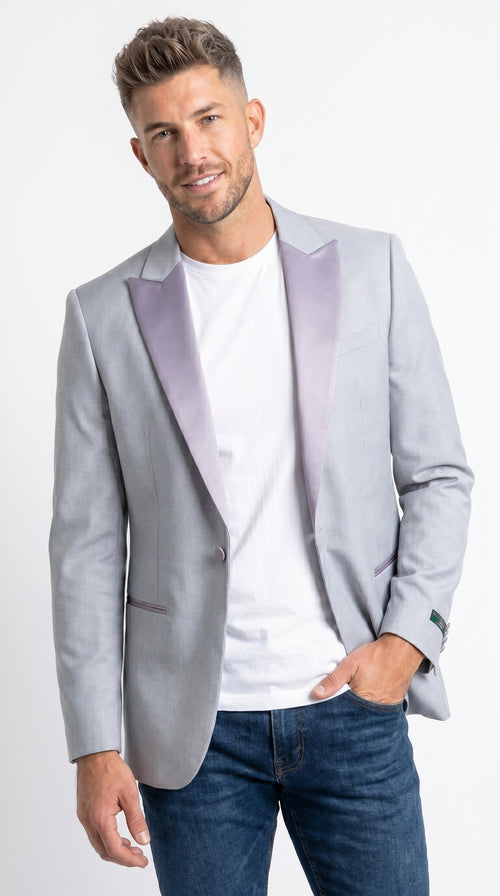 Men’s Zegarie Light Grey Tuxedo Jacket Separate with Satin Peak Lapel, Prom Wedding Dinner Jacket
