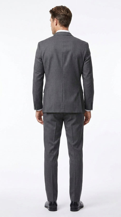 Renoir Men’s Charcoal Grey 2 Button Classic Fit Suit with Optional Vest, Formal Wedding Business Dress Suit