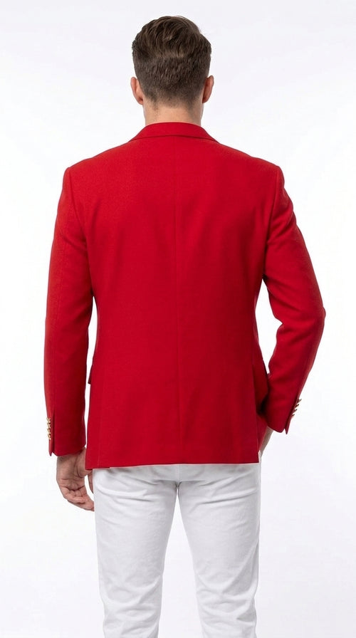 Men’s Solid Red Sport Coat Jacket, Unique Fashion Designer Dress Blazer for Men