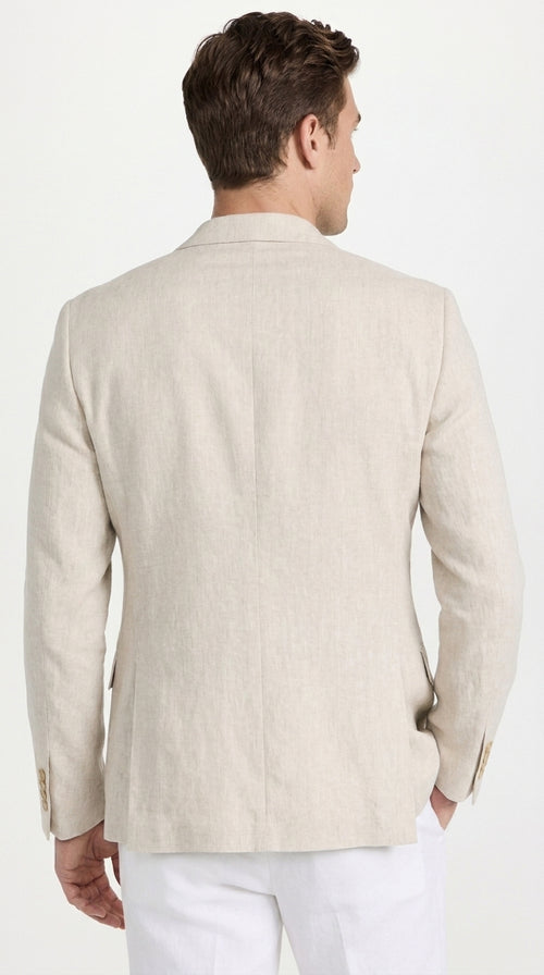 Men’s Natural Linen Blazer, Lightweight Sport Coat for Summer Wedding and Casual Events