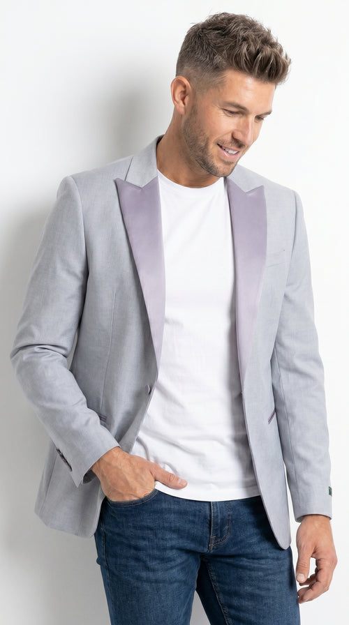 Men’s Zegarie Light Grey Tuxedo Jacket Separate with Satin Peak Lapel, Prom Wedding Dinner Jacket