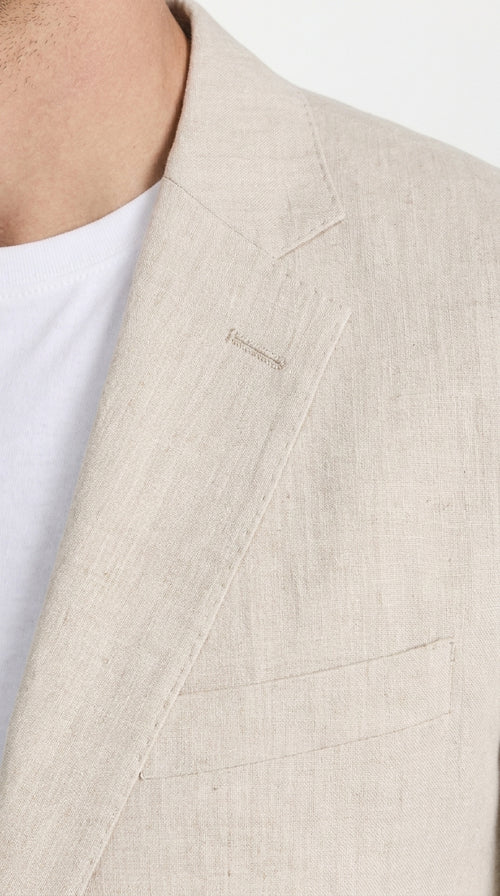 Men’s Natural Linen Blazer, Lightweight Sport Coat for Summer Wedding and Casual Events