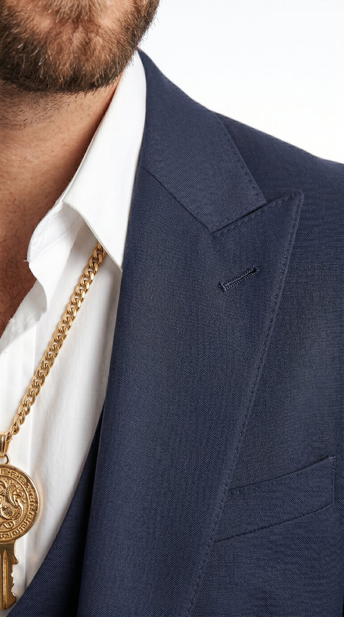 Men’s Navy Western Suit Blazer with Double Breasted Vest, Modern Cowboy Formal Outfit
