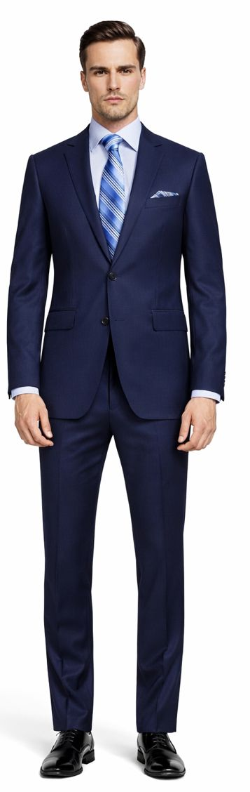 Mantoni 2-Button Slim or Modern Fit in 3-Blue Navy Fabrics – SuitUSA