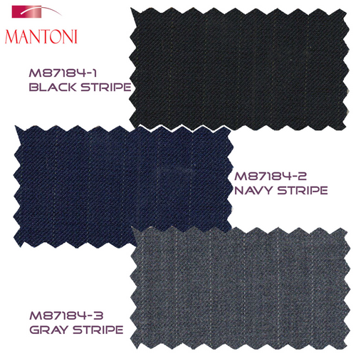 Mantoni Black, Gray, Navy Blue Stripe Two-button Wool Suit 3 Fabrics