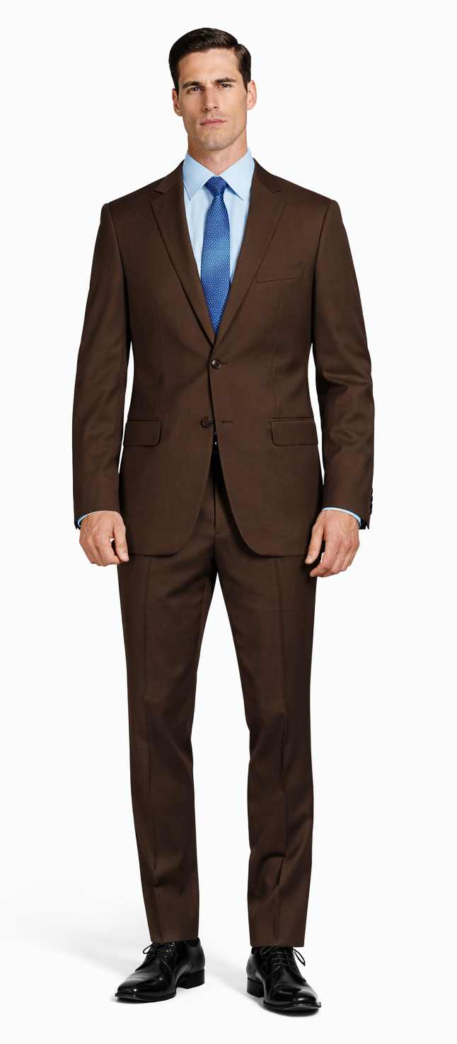 Mantoni Brown Two-Button Wool Suit – SuitUSA