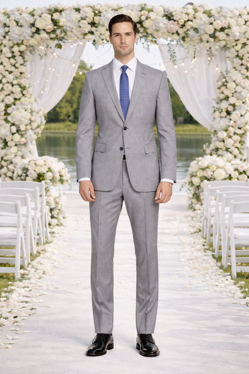 Tiglio Lt. Gray Two-button Wool Suit in Modern or Slim-Fit by Usamensoutlet
