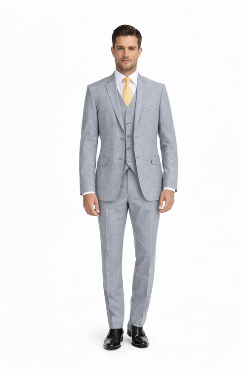 Mantoni Light Gray Suit for Men – Elegant Wedding and Business Formal Suit