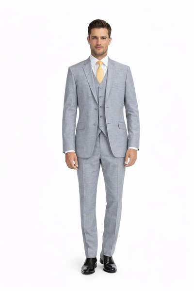 Mantoni Light Gray Suit for Men – Elegant Wedding and Business Formal Suit