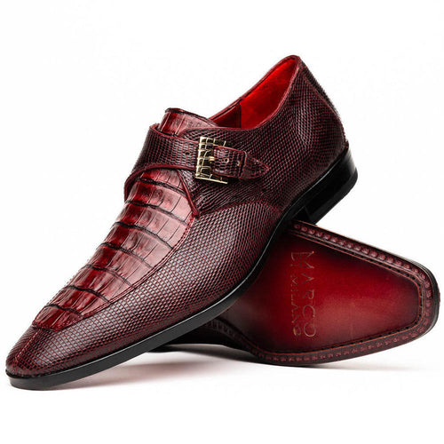 Marco Di Milano Wine Crocodile Lizard Shoes Monkstrap Toluca