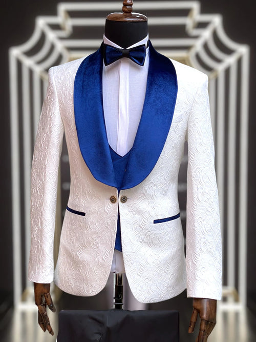 Marco Lorenzo Premium Paisley Blue Velvet Suit