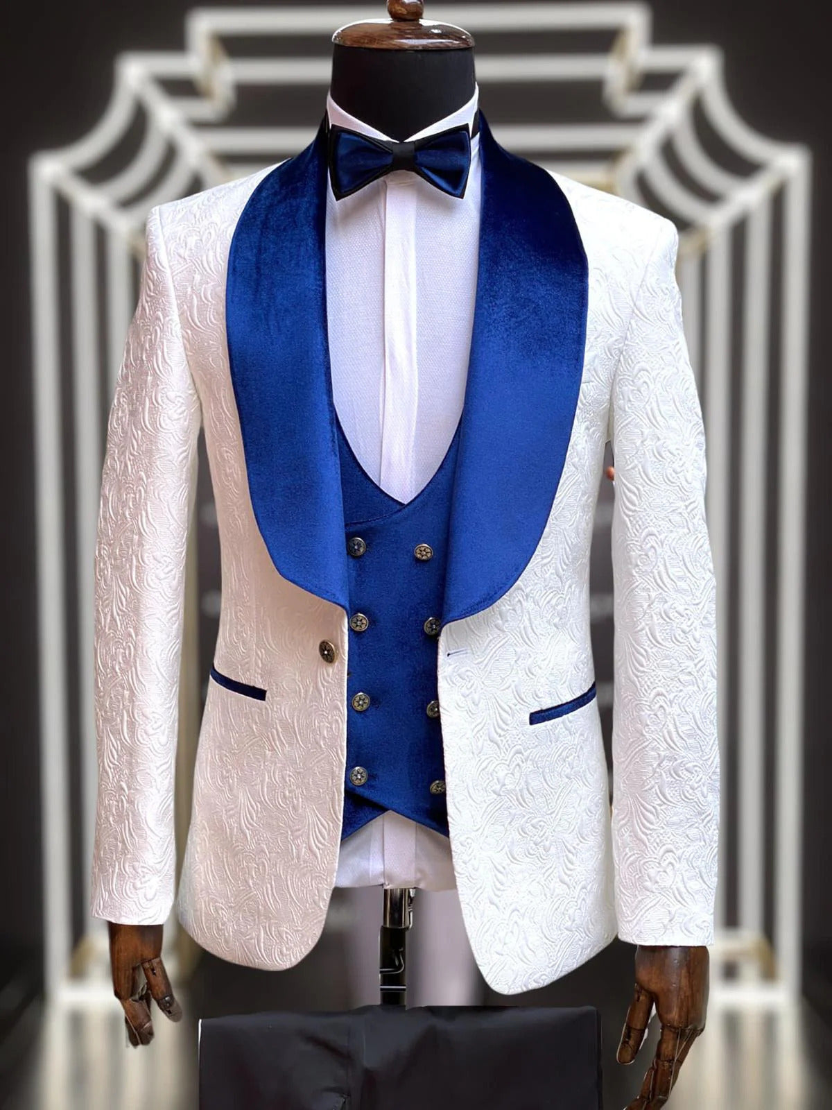 Marco Lorenzo Premium Paisley Blue Velvet Suit