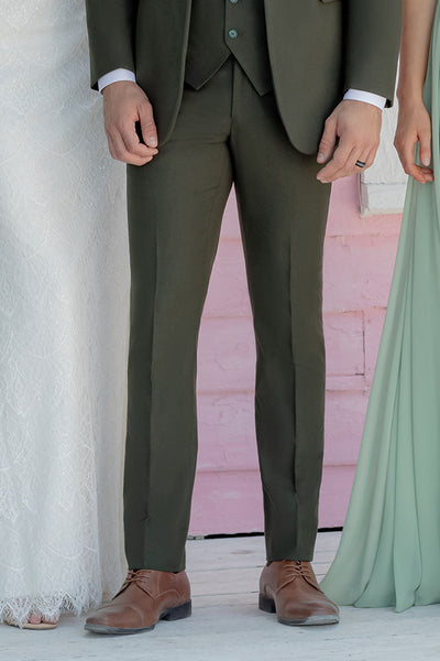 Metro Olive Green Luxury Wool Blend Suit Pants by Mark of Distinction