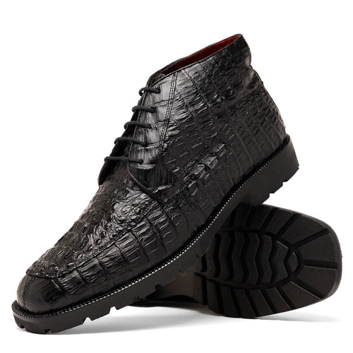 Marco Di Milano Martinelli Caiman Crocodile Chukka Boots Black