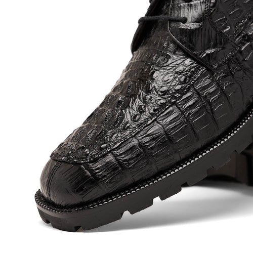 Marco Di Milano Martinelli Caiman Crocodile Chukka Boots Black