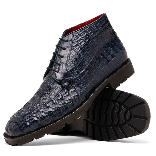 Marco Di Milano Martinelli Caiman Crocodile Chukka Boots Navy