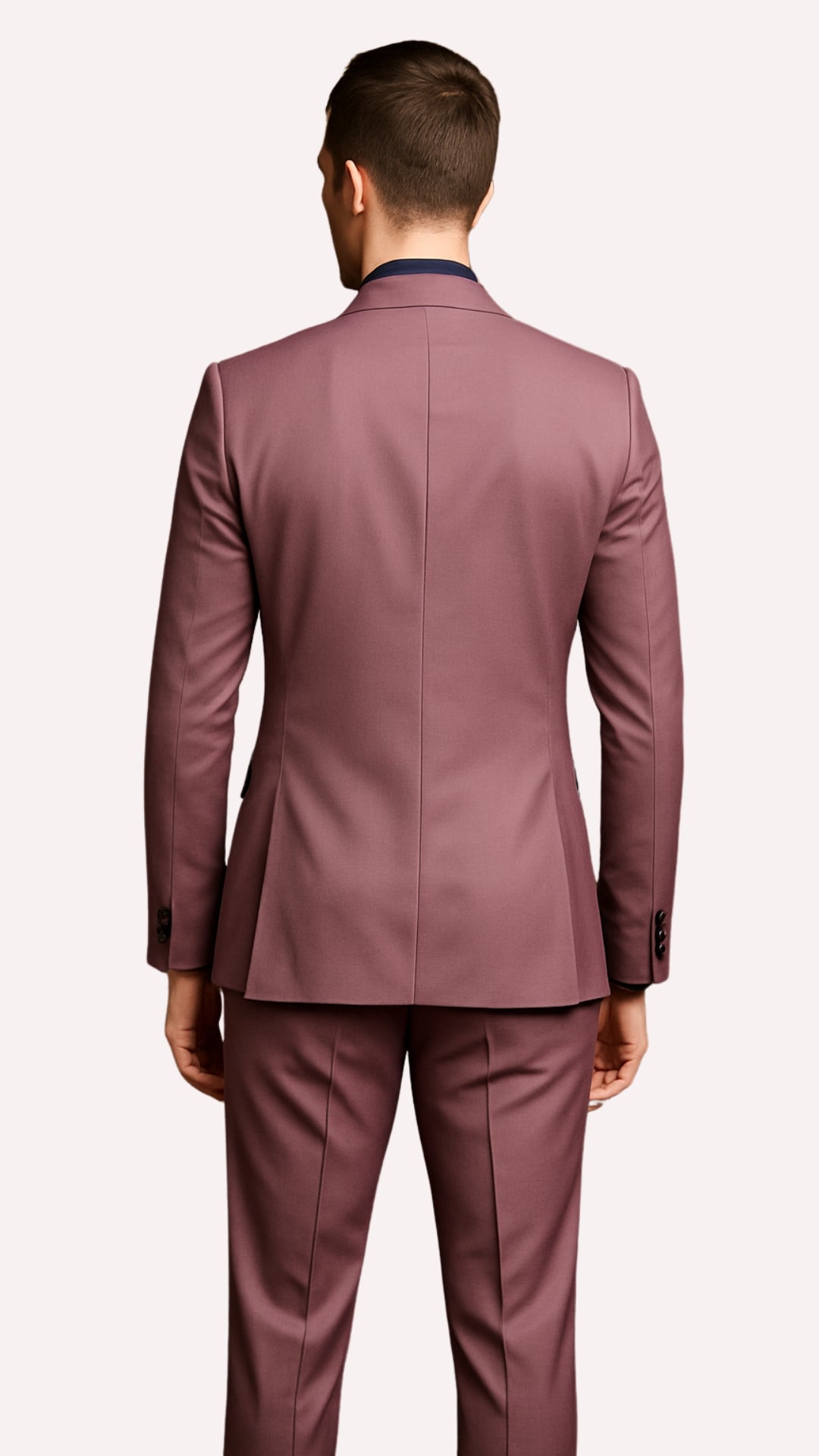 Men's Mauve Pink Tuxedo Suit – 3-Piece Slim Fit with Black Satin Shawl Lapel