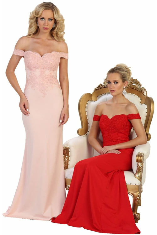 Elegant Form Fitting Evening Dress | Off The Shoulder Formal Gown