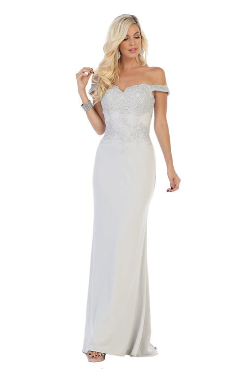 Elegant Form Fitting Evening Dress | Off The Shoulder Formal Gown