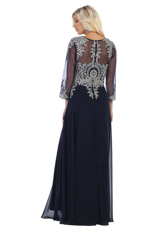 3/4 Sleeve Mother of the Bride Dress Embroidered Modern Evening Gown