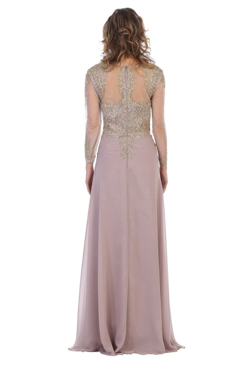 3/4 Sleeve Mother of the Bride Dress Embroidered Modern Evening Gown