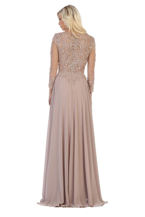 Mother of the Bride Dress 3/4 Long Sleeves Chiffon A-Line Evening Gown-New Collection