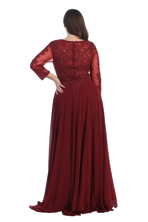 May Queen MQ1615 Long Sleeve A Line Classy Mother of the Bride Gown-New Collection