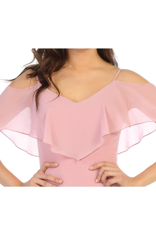 Cold Shoulder Long Simple Elegant Bridesmaid Dress
