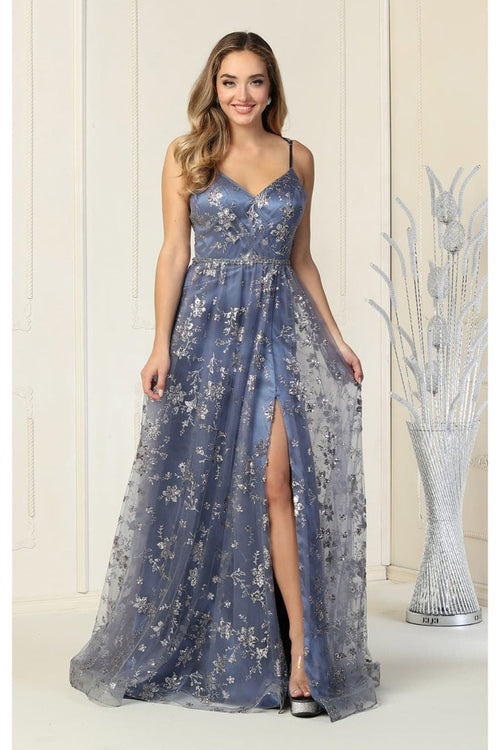 May Queen MQ1787 Glitter V Neck Long Stunning Red Carpet Formal Gown