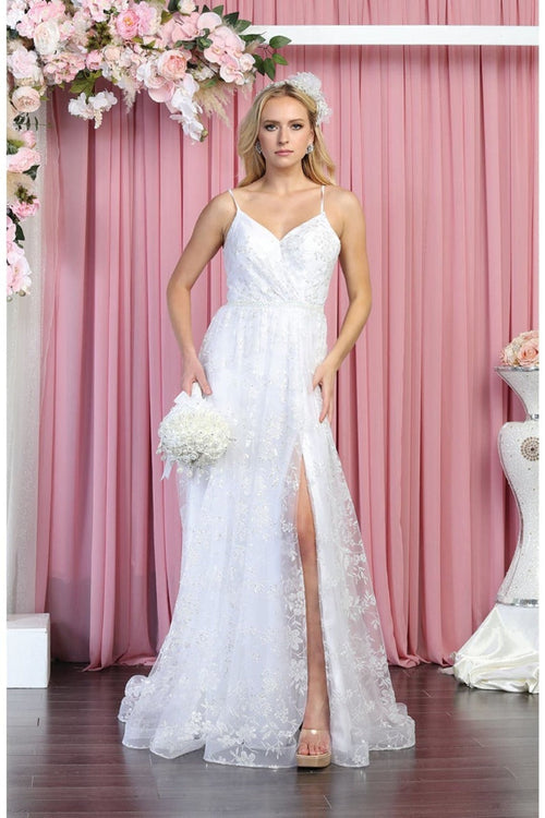 May Queen MQ1787 Glitter V Neck Long Stunning Red Carpet Formal Gown