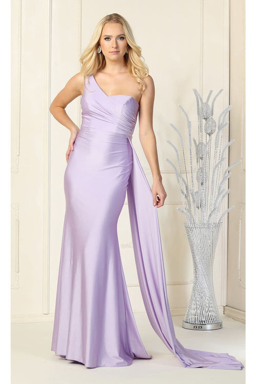 One Shoulder Bridesmaid Dress Simple Stretchy Long Evening Formal Gown