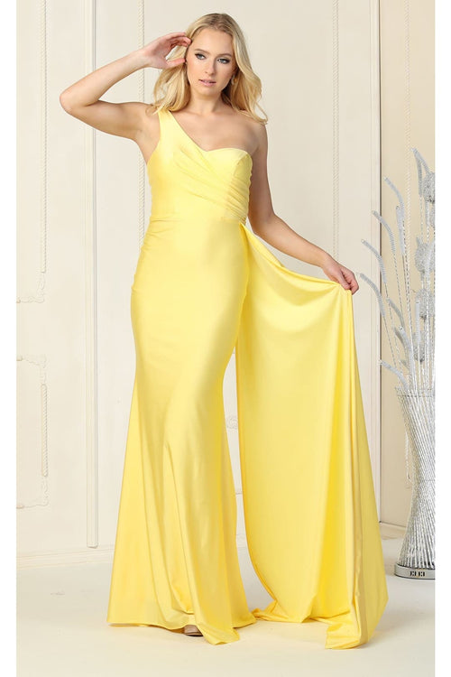 One Shoulder Bridesmaid Dress Simple Stretchy Long Evening Formal Gown