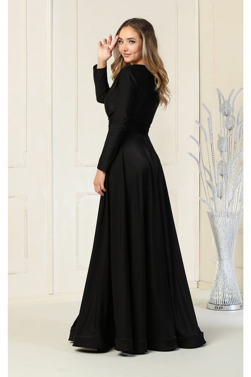 Long Sleeve Stretchy Formal Evening Gown