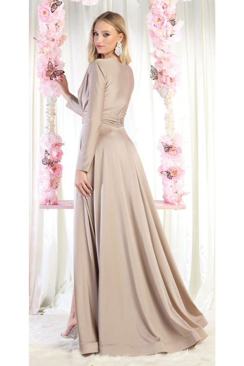 Long Sleeve Stretchy Formal Evening Gown
