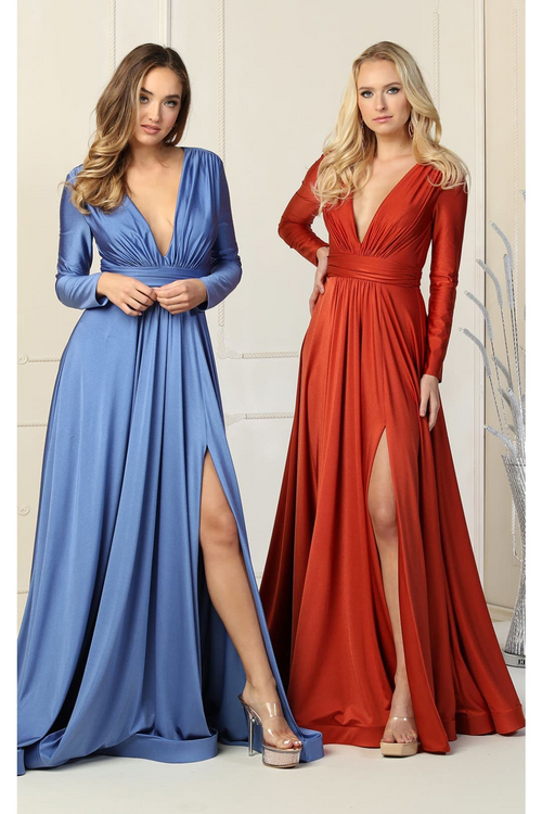 Long Sleeve Stretchy Formal Evening Gown