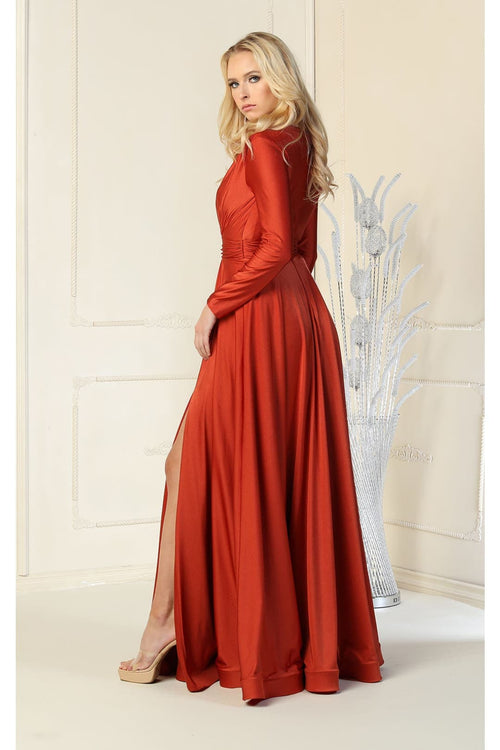 Long Sleeve Stretchy Formal Evening Gown