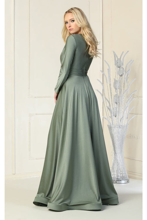 Long Sleeve Stretchy Formal Evening Gown