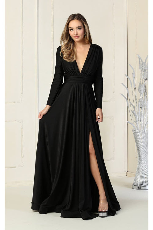 Long Sleeve Stretchy Formal Evening Gown