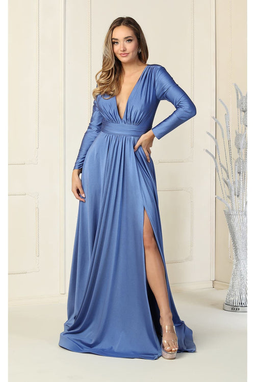 Long Sleeve Stretchy Formal Evening Gown