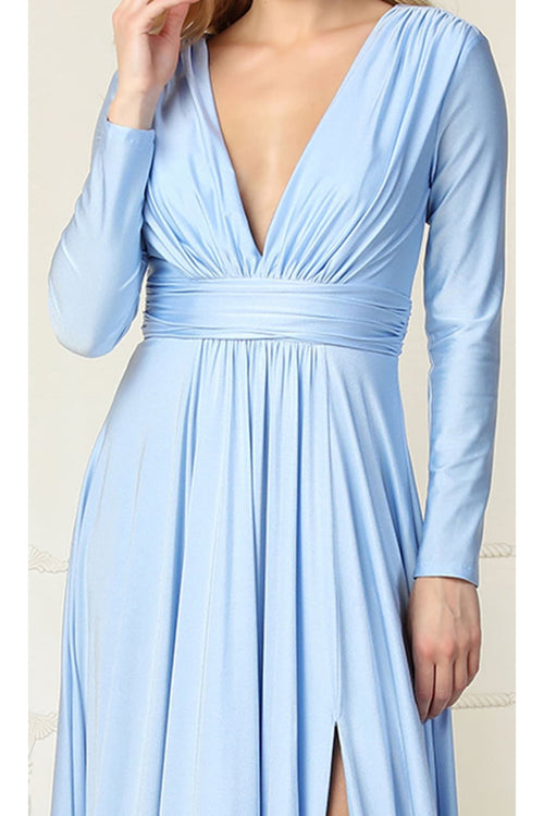 Long Sleeve V Neck Bridesmaids Dresses