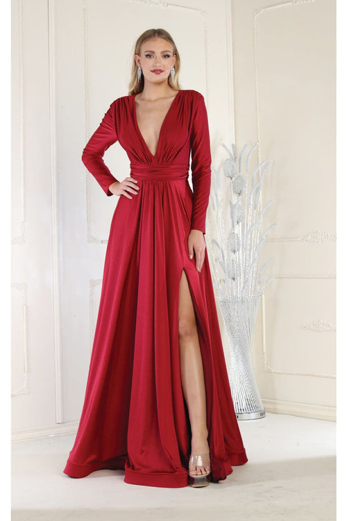 Long Sleeve V Neck Bridesmaids Dresses