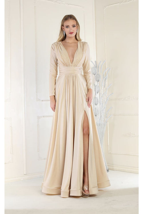 Long Sleeve V Neck Bridesmaids Dresses